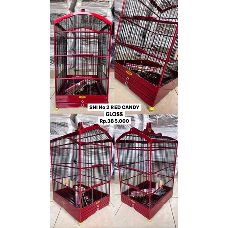 Sangkar Kotak No 2 SNI Red Gloss Candy / Kandang Kotak