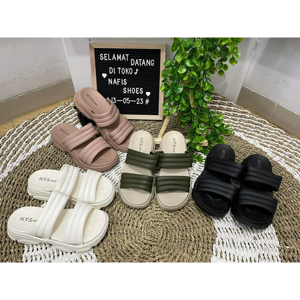 sandal wedges wanita terbaru / slop ban2 / 2201-15