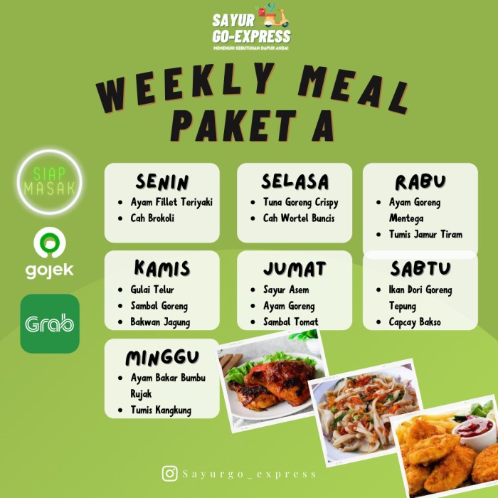 

Paket Masak Mingguan Weekly Meal Menu A
