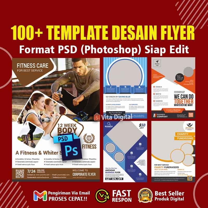 100 Template Desain Flyer PSD Premium + Bonus