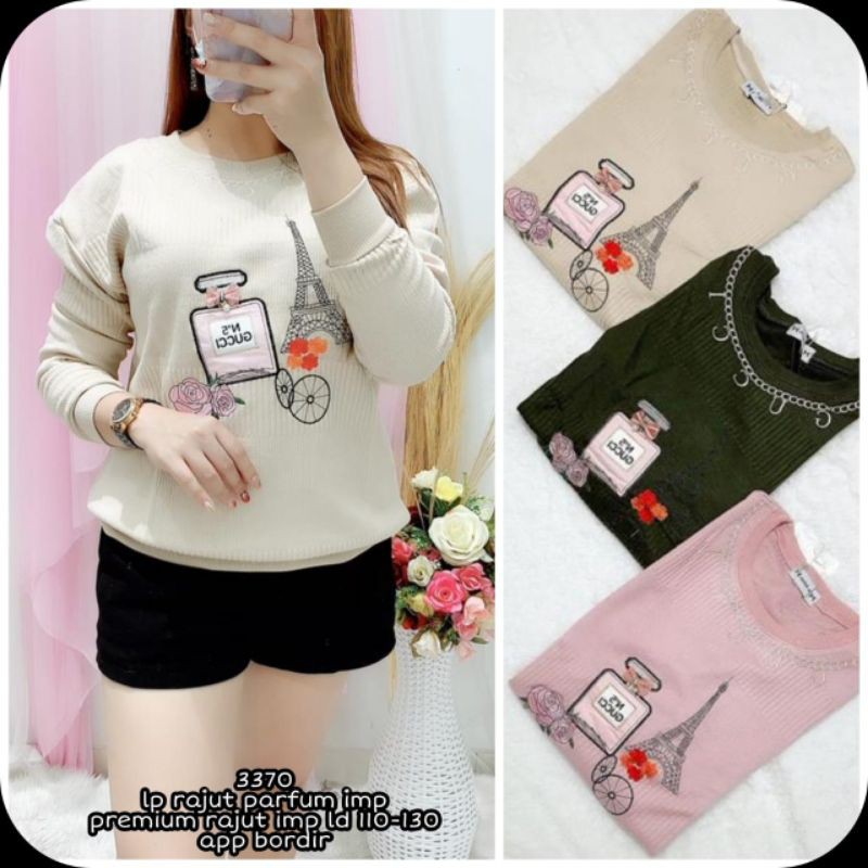 3370 Kaos lengan panjang parfum gucci Premium rajut Import