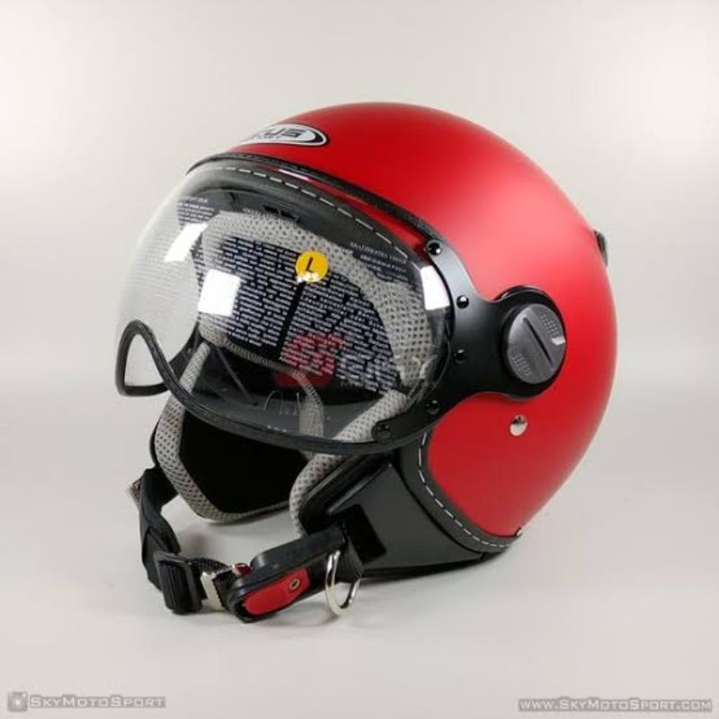 Zeus 210 matt red doff merah dop helm retro pilot vespa cafe racer zs210 z210