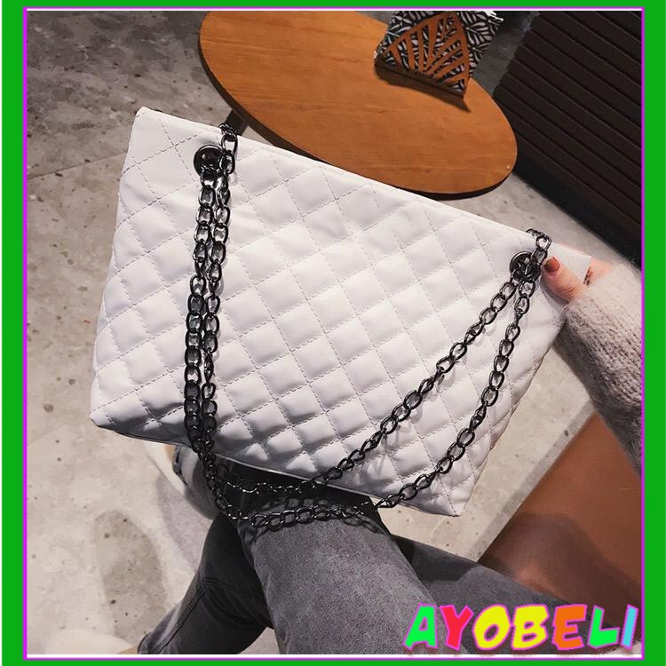 AYOBELI  TAS SELEMPANG WANITA FASHION TOTE BAG CHANNEL SLING BAG KULIT BESAR  IMPORT MURAH W113