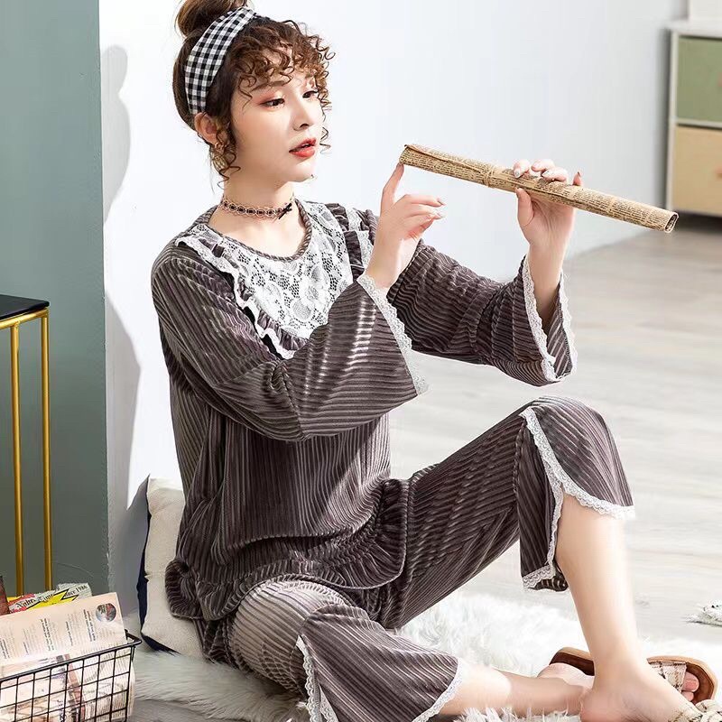 JC- Set Piyama Bulu Bludru PP / Piyama Kimono wanita terbaru / Stelan Bludru Premium import Murah-Bludru Lace Milo PP