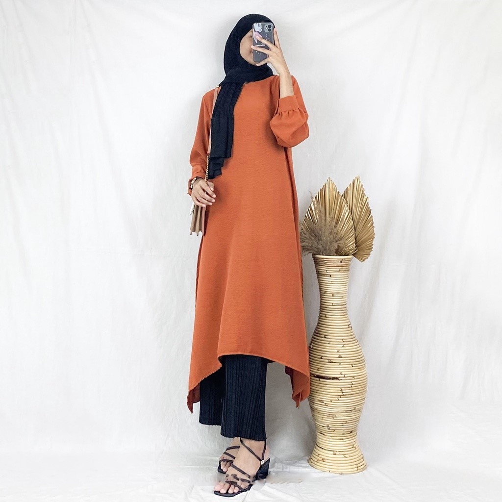 GRISYA TUNIK CRINKLE AIRFLOW / TERBARU GRISYA TUNIK VIRAL / OOTD HIJAB STYLE/ BUSUI (BANYAK SIZE)