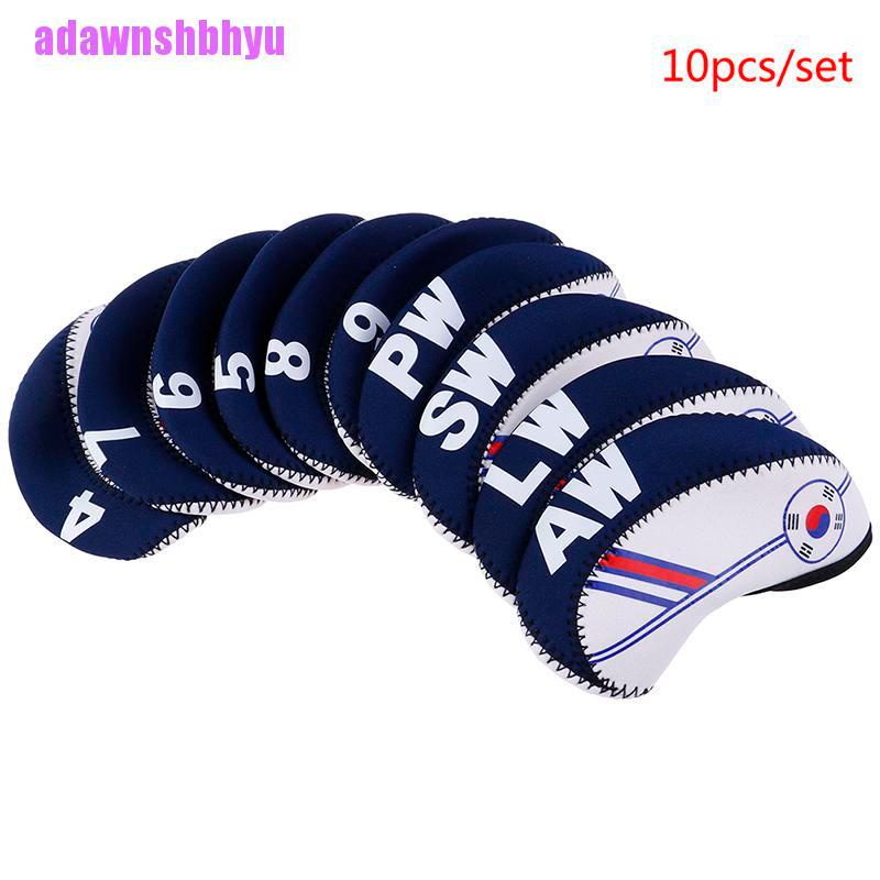 10pcs / set Cover Pelindung Kepala Tongkat Golf Bahan Neoprene