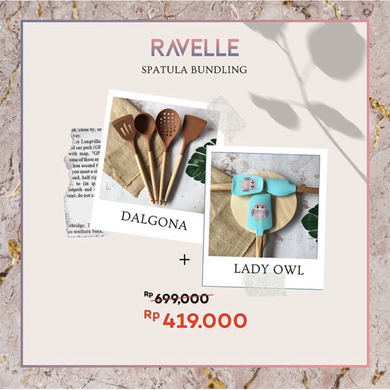 RAVELLE SPATULA KAYU/SUTIL SILICON BUNDLING RAVELLE