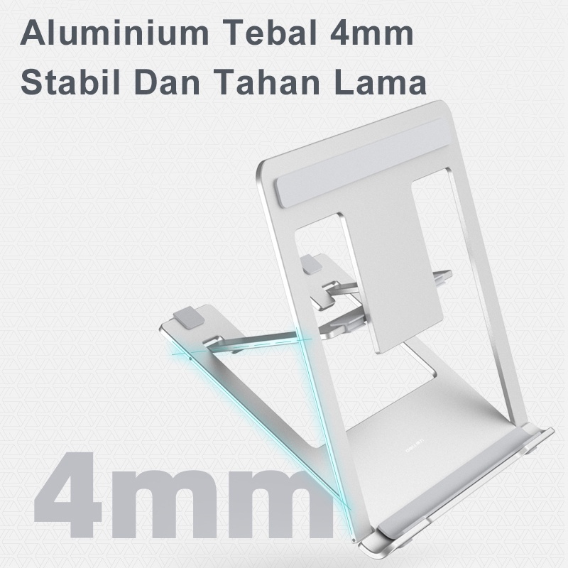 Deli Stand Laptop Aluminium Dudukan Laptop Holder Tatakan Rak Standing Laptop Meja Adjustable Laptop Stand