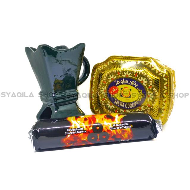 Paket Buhur Dupa Salwa Surrati Saudi Pendupaan Kramik Arang Magic