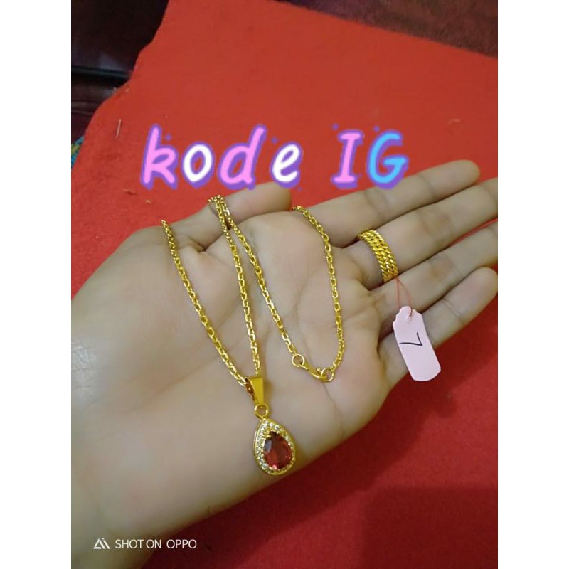 kalung nori 5 gr liontin merah &amp; cincin lilitb3 lps ems24 sepuhan