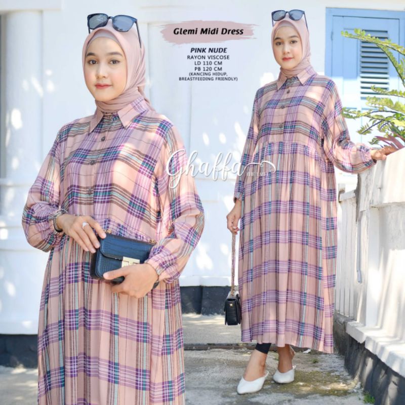 glemi midi dress bahan rayon viscose by ghaffa the label