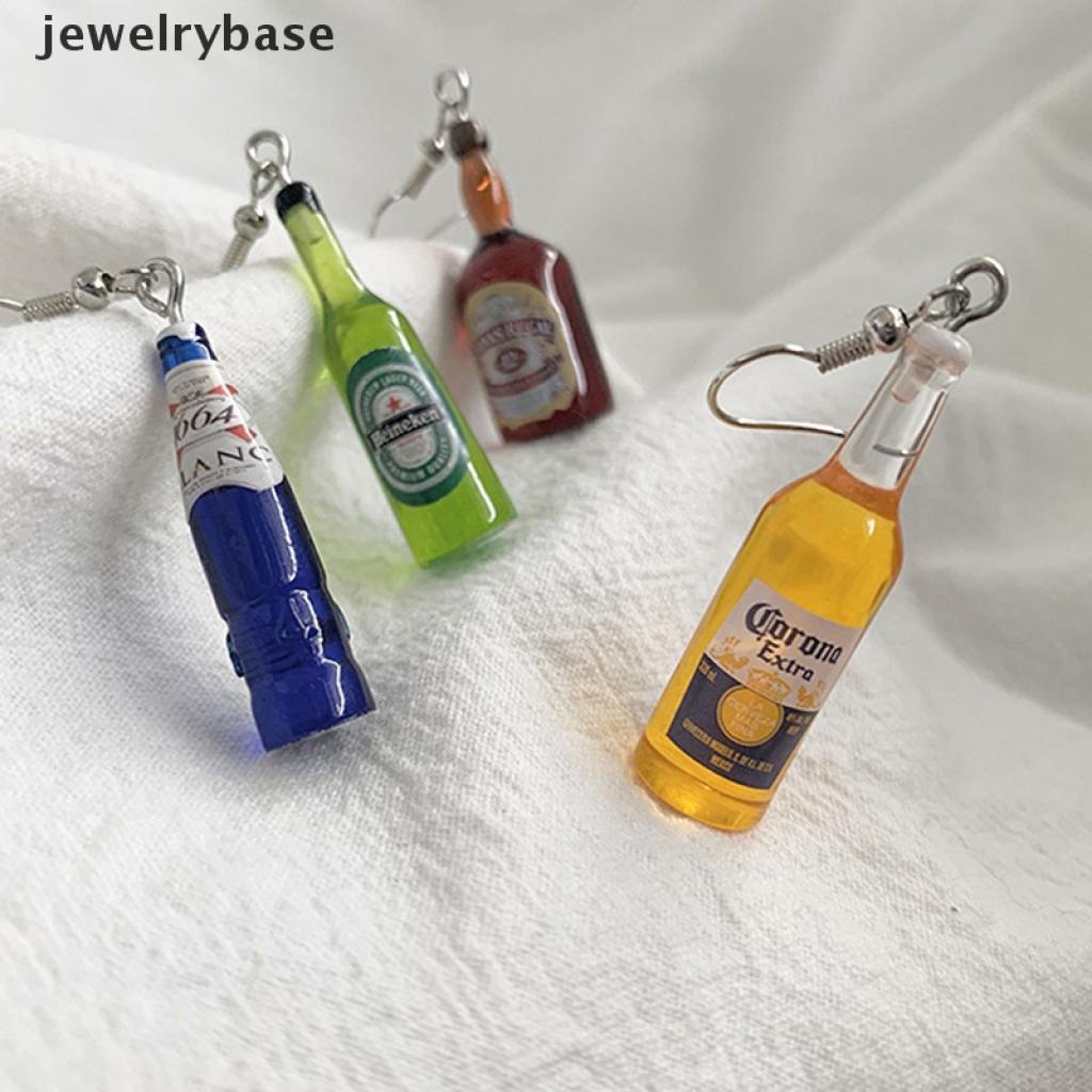 1 Pasang Anting Bentuk Botol Bir Bahan Resin Untuk Wanita