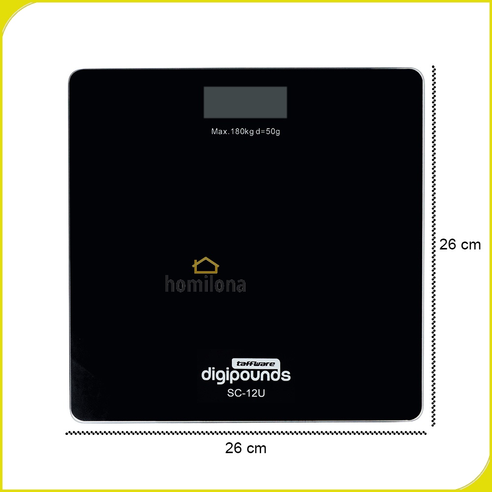 Timbangan Badan Digital dan Temperature USB Rechargeable atau Battery - Taffware Digipounds SC-12U SC-12  - Black