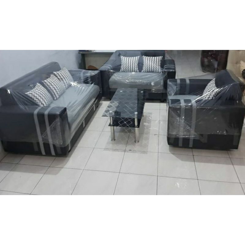 Sofa minimalis 321 murah free meja tamu makassar