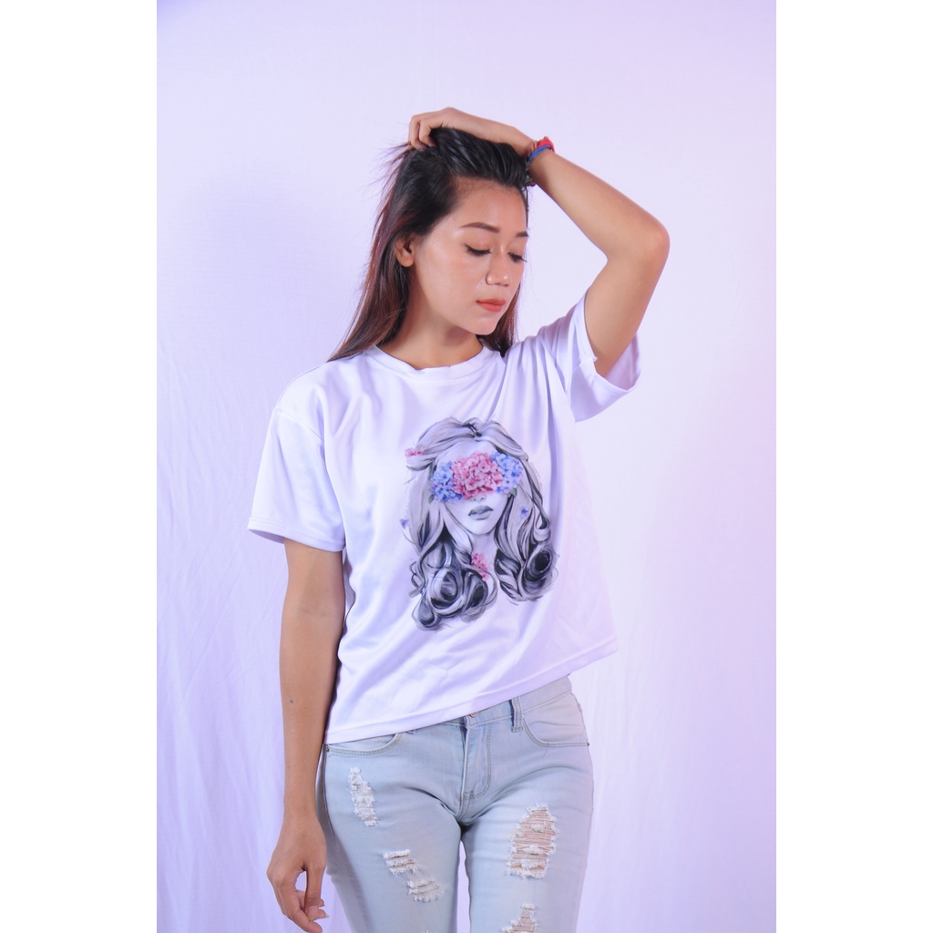 KAOS CROP TEE WANITA LENGAN PENDEK/KAOS CROP TOP OVERSIZE KARAKTER