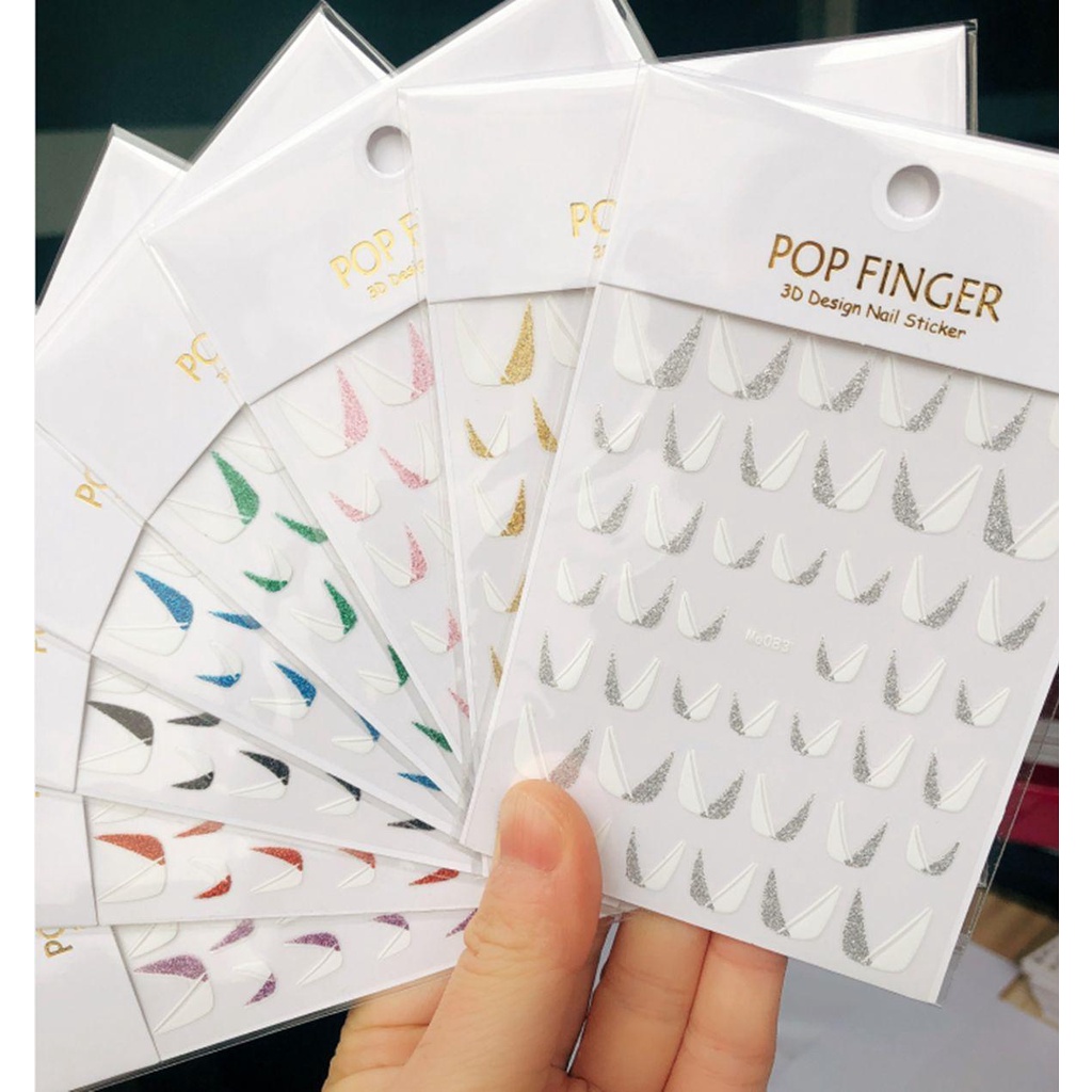 MXBEAUTY French Tips Stiker Kuku Putih Kreatif Perekat Diri Wanita Putih Garis Miring Glitter Garis Perancis Gadis DIY Manicure Aksesoris White Sliders Decals