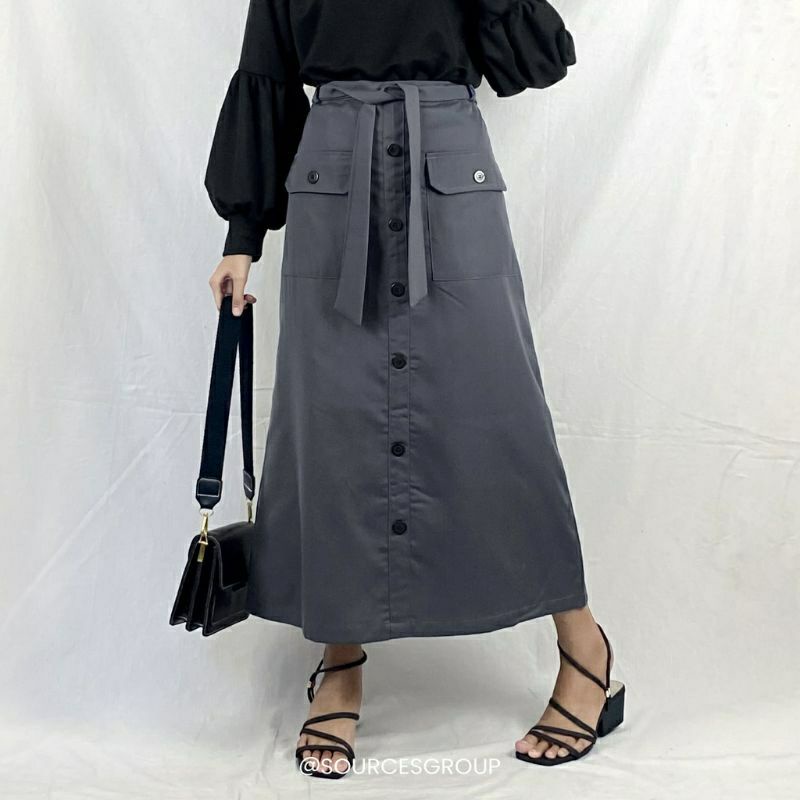 ARASY SKIRT BUTTON/ ( L XL XXL ) ROK SAKU DEPAN / MODEL KANCING TERBARU DAN HITS  KEKINIAN