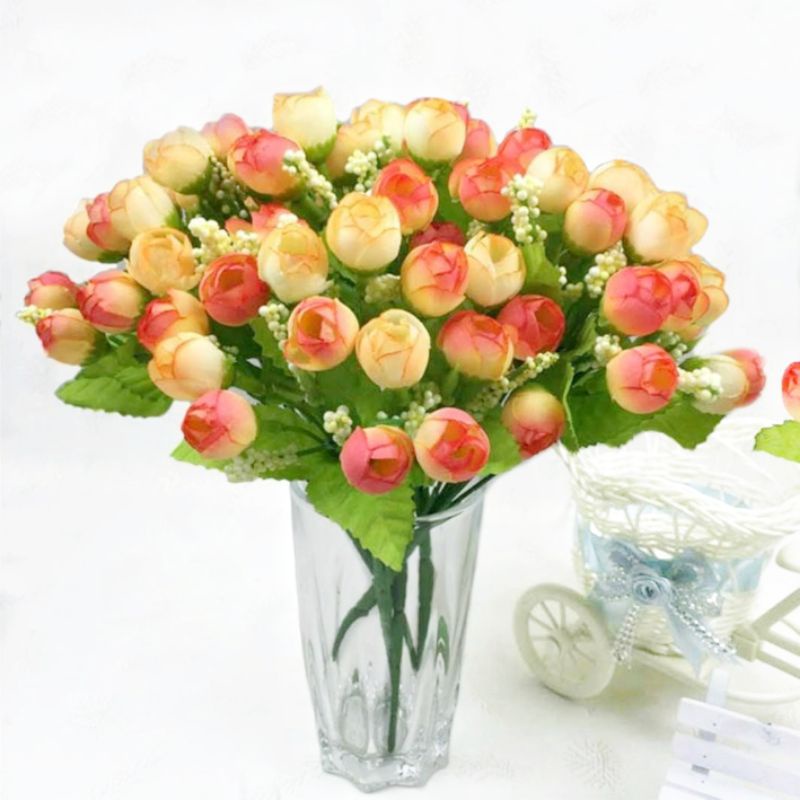 Bunga Buket Tangan Mawar Kuncup Kecil Artifisial Tulip Bouquet Rose Flower -AF09A