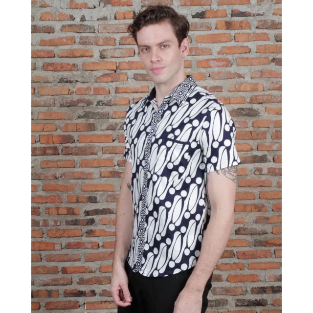 Kemeja Batik 113 AON-Navy/ Atasan Batik Pria Modern