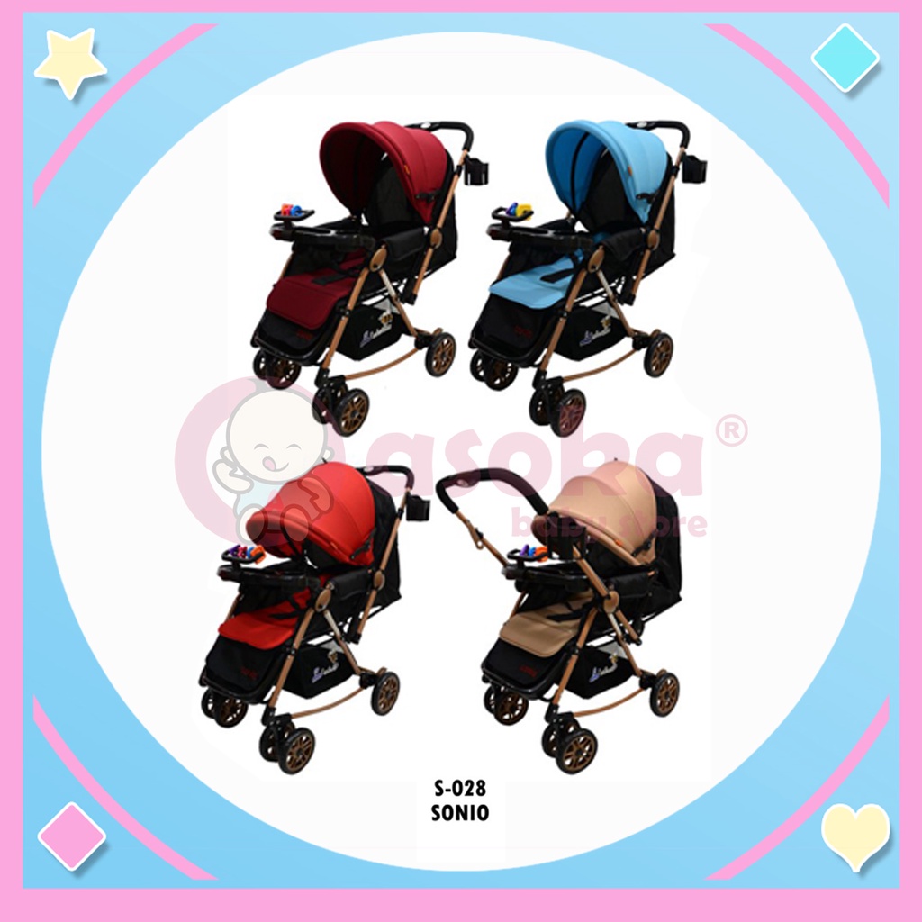 Stroller Baby Labeille Sonio S028 Rocking Reversible Handle - Kereta Dorong Bayi Anak ASOKA