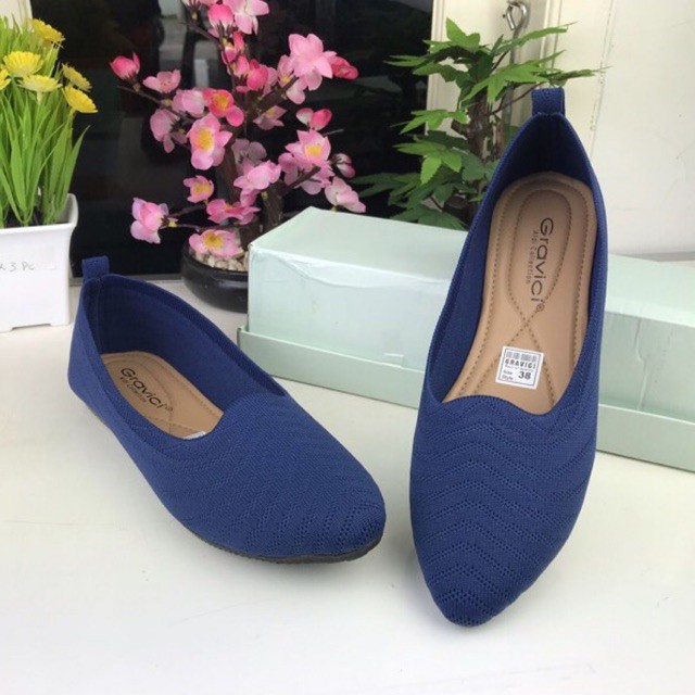 Sepatu Flat Wanita Slip On Bahan Rajut Import DO-24 Gravici