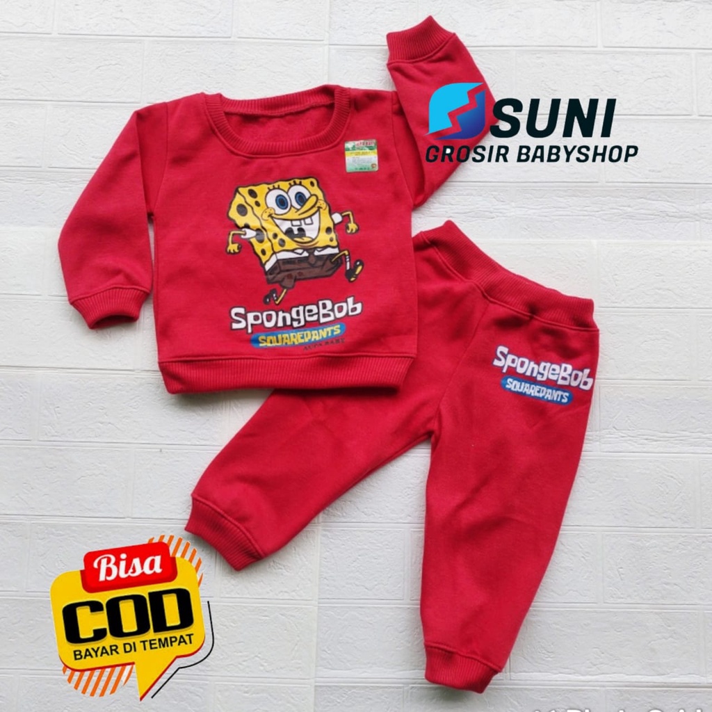 Jaket bayi setelan sweater spongebob diskon