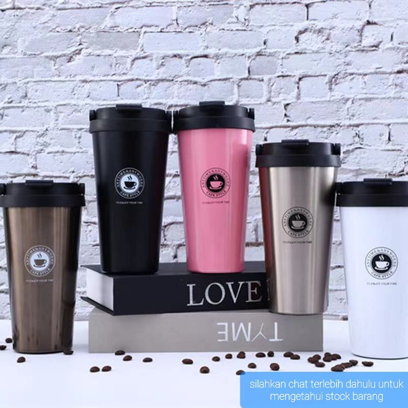 TERMOS KOPI MUG BOTOL MINUM STAINLESS STEEL TAHAN PANAS TRAVEL DINGIN