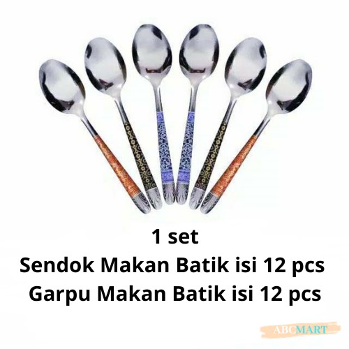 [BISA COD] PROMO Sendok Garpu Makan Batik Isi 24 pcs Stainless Tebal Anti Karat Murah Berkualitas