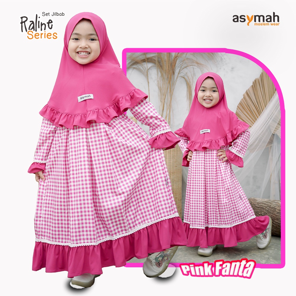 𝐀𝐒𝐘𝐌𝐀𝐇 - Gamis Dress Anak Katun Jepang Warna Pink Fanta Raline Series