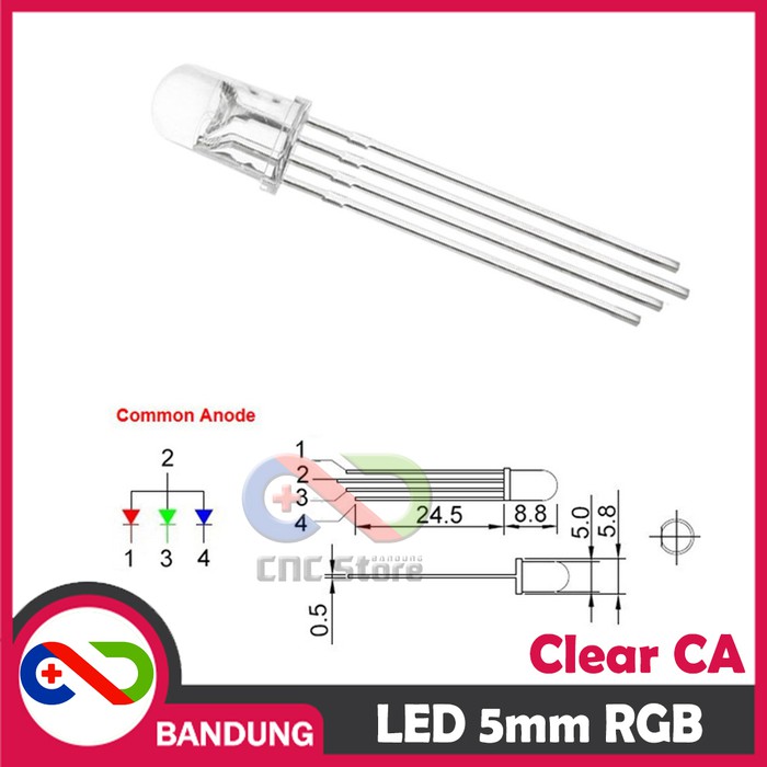 LED RGB RED GREEN BLUE 4P 4 PIN CLEAR 5MM COMMON ANODE