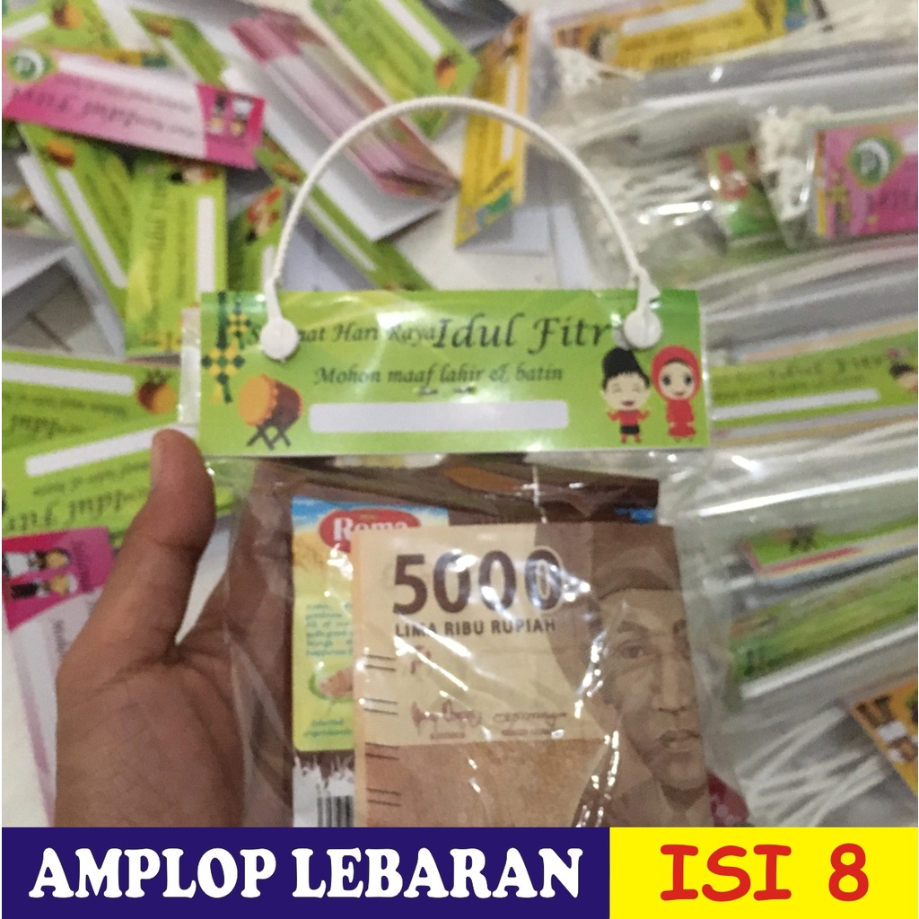 

8pc PLASTIK SNACK LEBARAN IDUL FITRI | ANGPAO KEKINIAN | label idul fitri