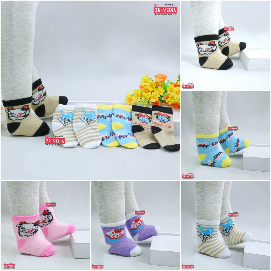 (ISI 6-12 PCS) Kaos Kaki Bayi Polos Warna 0-12 Bulan / SNI Baby Socks New Born Laki Perempuan Kiosbalitaaprillia