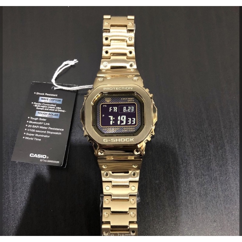JAM TANGAN G SHOCK RANTAI GMW-b5000 GOLD BLACK LED LIGHT GMW5000B