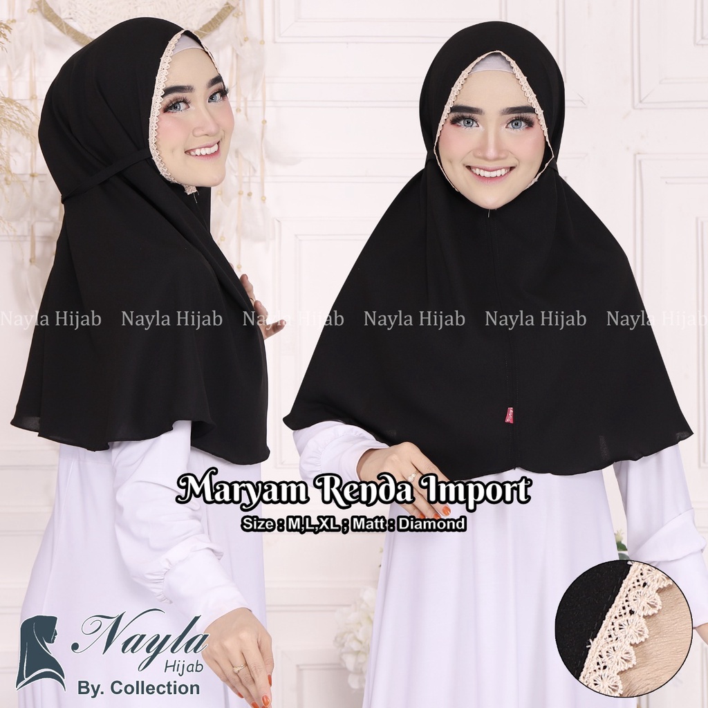 HIJAB INSTAN TALI MARYAM RENDA M BAHAN DIAMOND MARYAM TALI RENDA IMPORT TERBARU NAYLA HIJA'B