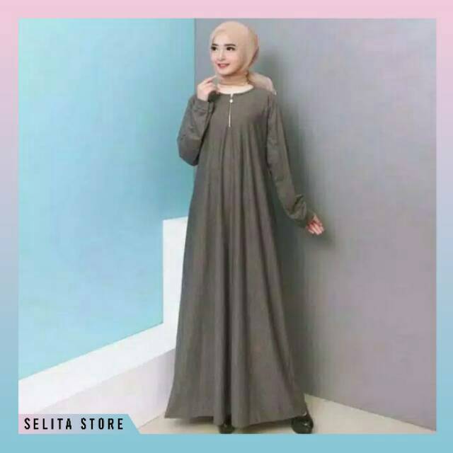 Baju Gamis Wanita Polos Jumbo L - XXXL Bahan Kaos Misty