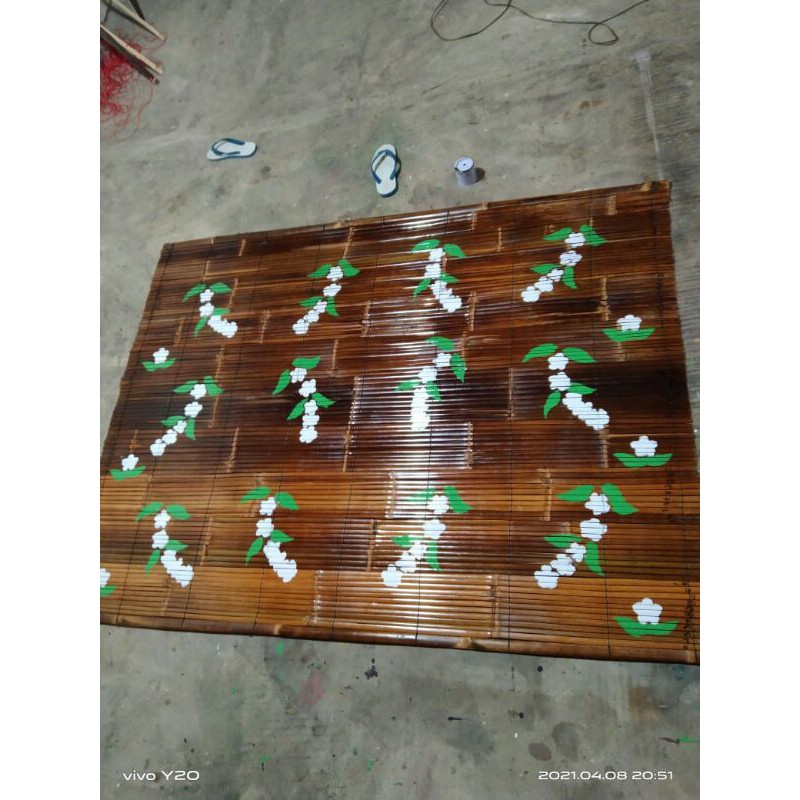 TIRAI KEREY BAMBU MOTIF ANGGREK UKURAN 2X2METER