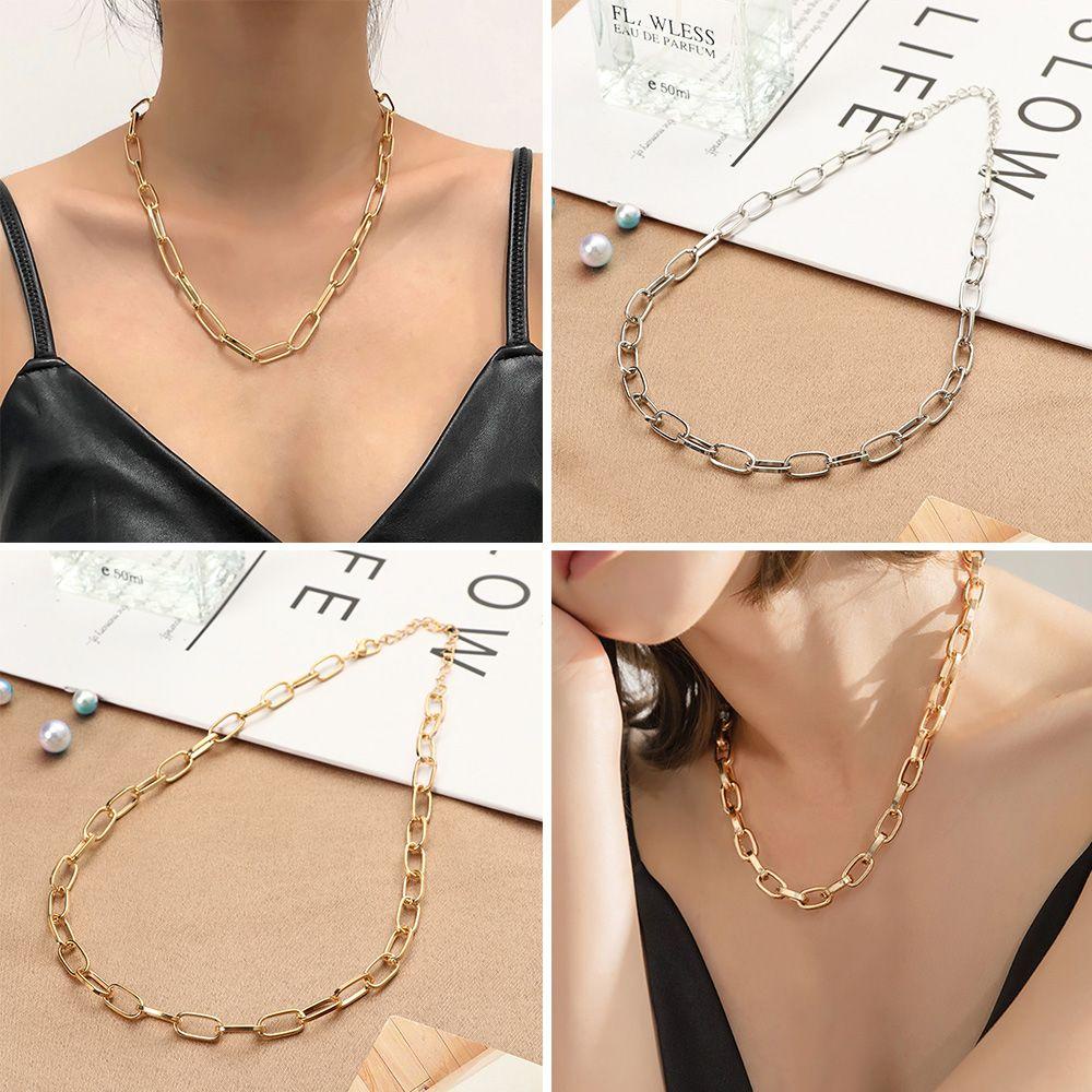 Lily Wanita Leher Rantai Hadiah Emas Perak Collares Perhiasan Choker Besar