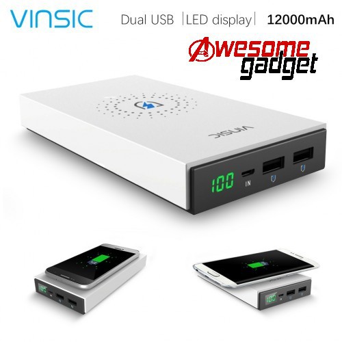 Vinsic VSPB208W Qi Wireless Charger Power Bank 12000mAh Powerbank