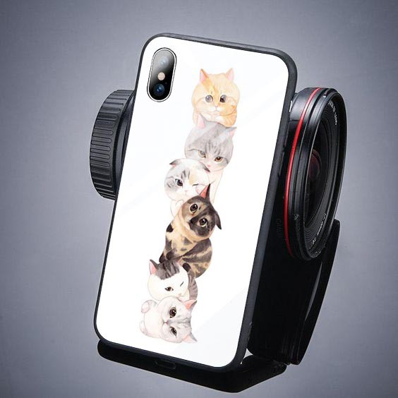 [K41] SoftCase Glass Cat For Oppo Vivo Xiaomi Samsung Iphone Realme a12 a31 a5s a52 a91 a92 a3s a37