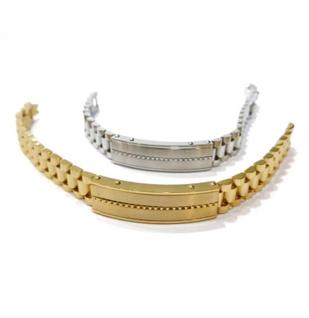 Gelang titanium pria rantai Plat Gold Silver premium stainlessteel