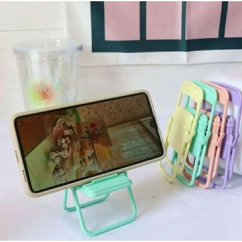 Phone Holder Kursi Macaron Folding Chair Stand Holder Hp Universal