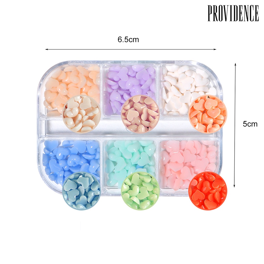 Providence 6Grids/Box Nail Heart Ornament Flat Back 3D Effect Color Changing White Pink Heart Nail Art Decorations Charms for Manicure