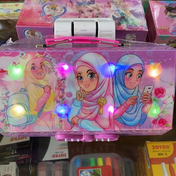 

(BEST SELLER!!) Tempat pensil pencil case kode lampu LED karakter 3 tingkat