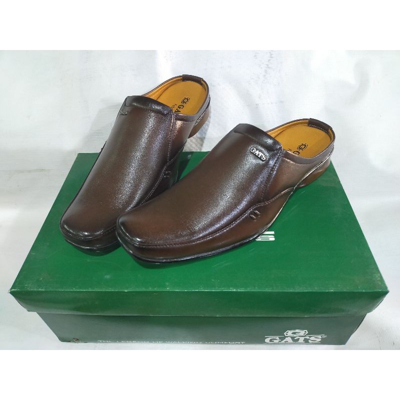 Sepatu Slop kulit original merk GATS ZU 0061 Coklat
