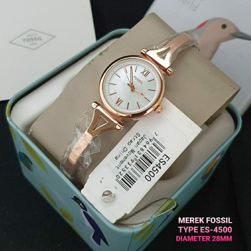 Fossil ES4500 ES4501 Original Jam Tangan Wanita All Stainless Steel 28mm