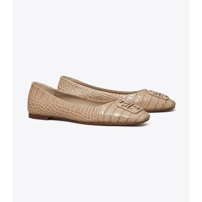 tory burch georgia ballet flat soft croco emboss taupe
