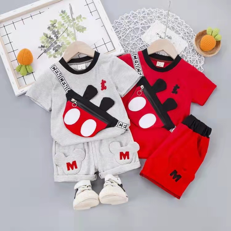 Setelan kaos celana anak import tas mickey/Setelan kaos laki-laki Import usia 1-4 tahun /Setelan Bayi-Anak Laki-Laki cowok Mickey