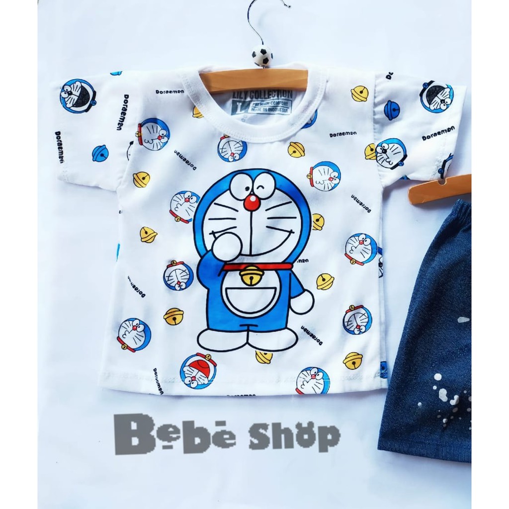 Setelan Baju Anak Bayi Doraemon Usia 0 Sampai 2 Tahun