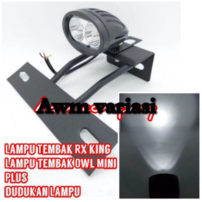 Lampu Tembak Sorot Rx King Rxk Rxz - Lampu Owl mini 2Mata LED Plus dudukan lampu dan plat Rx king