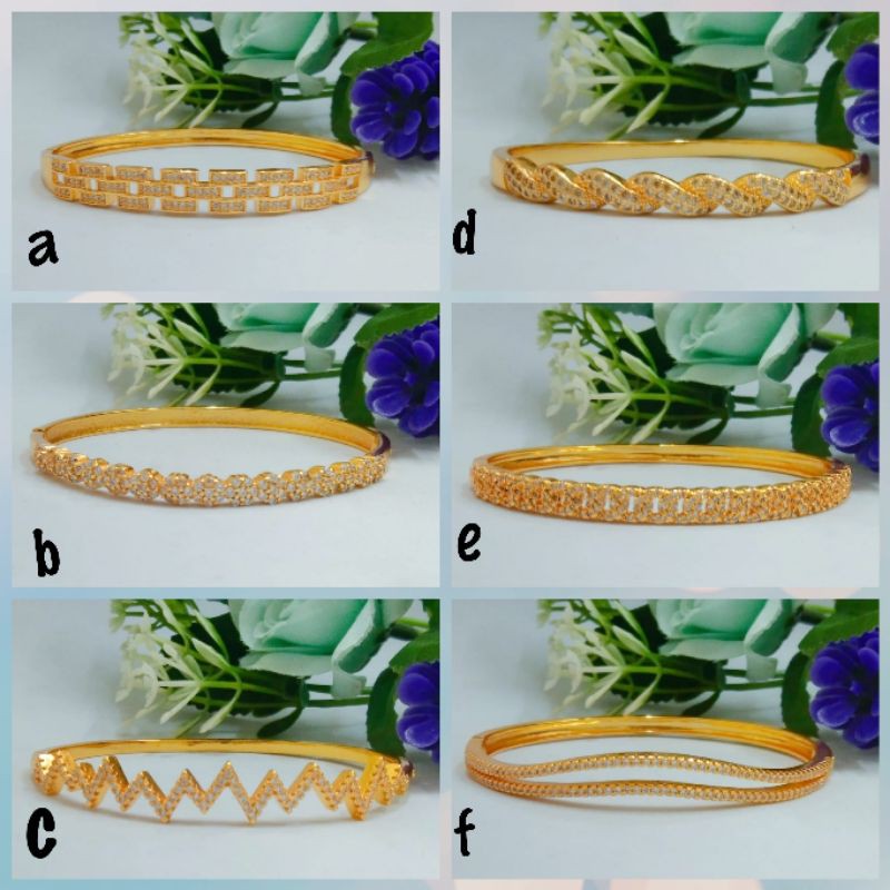 Gelang kolong xuping wanita dewasa berlapis emas denga mata zircon 93p.